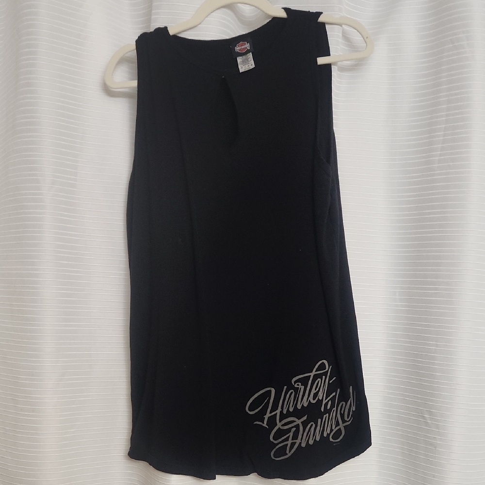 Harley-Davidson Women's Black and Silver Muscle Tee